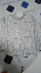 Mens Cotton Blend White Script Print Shirt