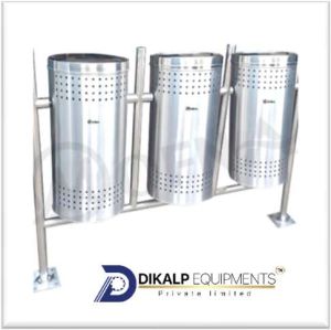 Stainless Steel Pole Mounted Dustbin