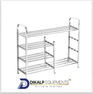 Polished Silver Stainless Steel Shoe Rack, No. OF Shelves : 5 Shelves
