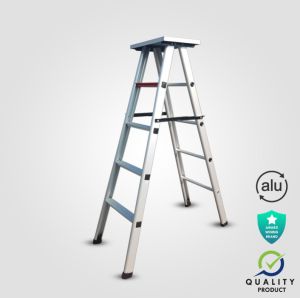 Top Tool Metal Plate 5 Step Foldable Ladder