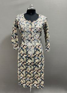 Printed Cotton Designer Ethnic Kurtis, Color : Black M, XL