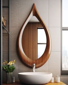 Polished Wooden Wall Mirrors, Color : Brown