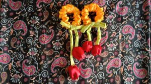 plain Satin Fabric Hair Scrunchies, Color : Yellow 16cm