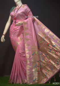 Unstitched Silk Paithani Saree All Above, Model Number : Vish8767