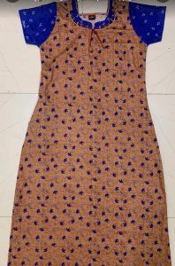 Round Neck Rayon Ladies Cotton Nighty