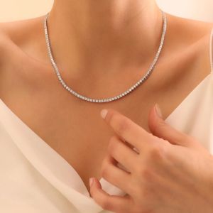 10Ct Round Cut Lab Grown Diamond Tennis Necklace 14K White Gold