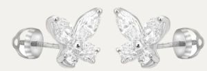 2Ct Marquise and Round Cut Lab Diamond Stud Earring 14K White Gold