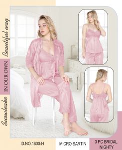 3 PC Set Silk Bridal Night Wear