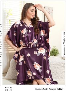 Premium Quality  Ladies Satin Kaftan Nighty
