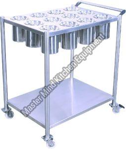 Rectangle Polished Stainless Steel Masala Trolley, Color : Silver