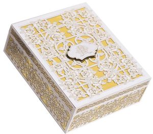 Elegant Ivory Laser-Cut Wedding Invitation Box Timeless, Classic