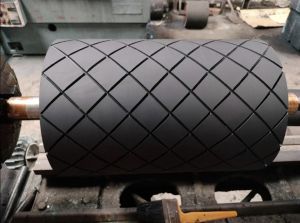 Polished Grooved Rubber Roller, Color : Multicolor