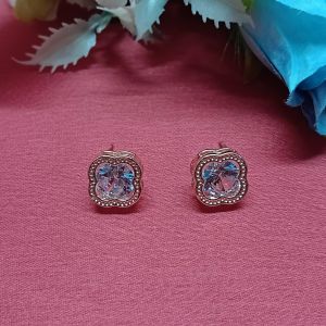 Elegant Gold-Tone Clover Crystal Earrings