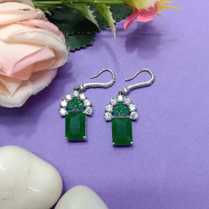 Elegant Green Rectangular Drop Earrings