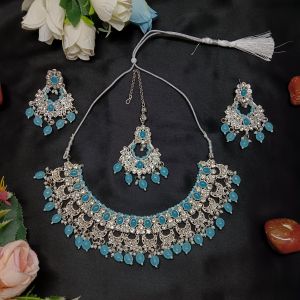 Alloy Exquisite Silver-Tone Choker Necklace Set, Brand Name : NIPSTec