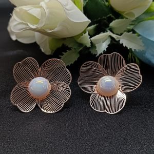 Gold-Toned Floral Pearl Earrings