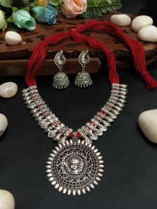 Handmade German Silver Goddess Durga Necklace Set