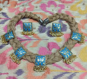 Meenakari Pearl Jute Jewelry Set