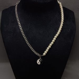 Men&AMP;rsquo;S Half N Half Chain &AMP;AMP; Pearl with Coin Pendant