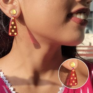 Red Drop Resin Earrings, Brand Name : NIPSTec 4 Cm