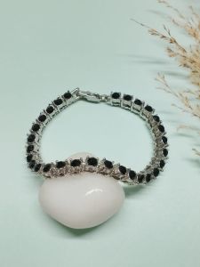 Alloy NIPSTec Sleek Silver-Tone Men’S Bracelet, Color : Black