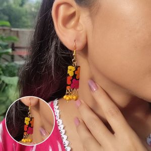 Statement Floral Bar Drop Earrings
