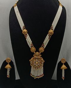 Traditional Indian Multi-Strand Beaded Necklace Set