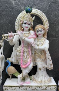 Carved Polished Marble Radha Krishna Moorti, Brand Name : Makarana