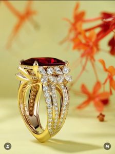 Polished Gold Ruby Ring, Color : Red 30-40mm Fashionable