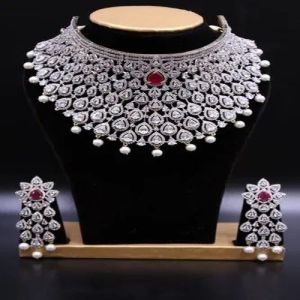 Artificial Diamond & Ruby Choker Set