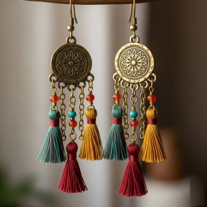 Bohemian Brass Tassel Earrings