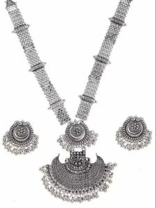 Bohemian Oxidized Silver Necklace & Earring Set