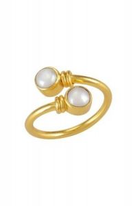 Brass Dual Pearl Open Ring