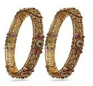 Designer Brass Bangles with Gemstone Accents