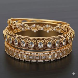 Gold Plated Brass Bangles with Zircon Stones