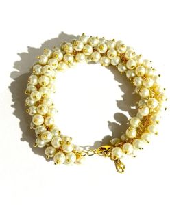 Gold-Plated Brass Bracelet with Pearl Accents