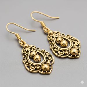 Gold Plated Brass Dangle Earrings