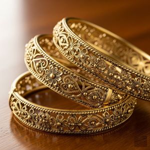 Gold Plated Filigree Brass Bangles