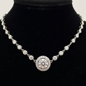 Halo Design Artificial Diamond Necklace