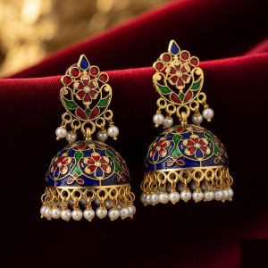 Handcrafted Meenakari Brass Earrings