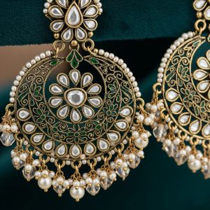 Kundan Style Brass Earrings