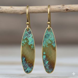 Simple Brass Drop Earrings with Patina Finish