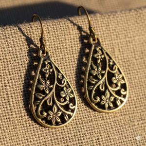 Small Carved Brass Earrings