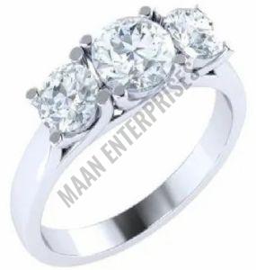 Rhodium-plated Brass Artificial Diamond Solitaire Ring