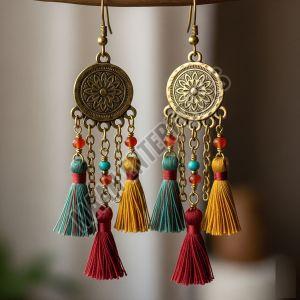 Thread Bohemian Brass Tassel Earrings Casual Events Trendy