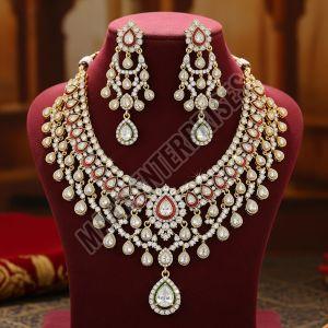Brass Bollywood Inspired Artificial Diamond Set Wedding, Sangeet