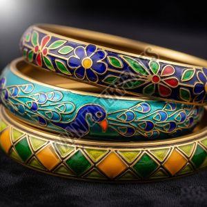 Gold-plated Brass Bangles with Meenakari Enamel Work