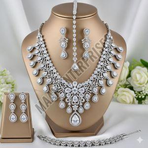 Bridal Artificial Diamond Necklace Set with Cz Stones