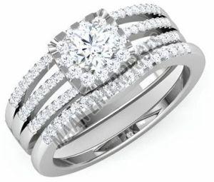 Metal Alloy Bridal Artificial Diamond Ring, Color : Silver