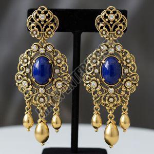 Elaborate Gold-Plated Brass Earrings